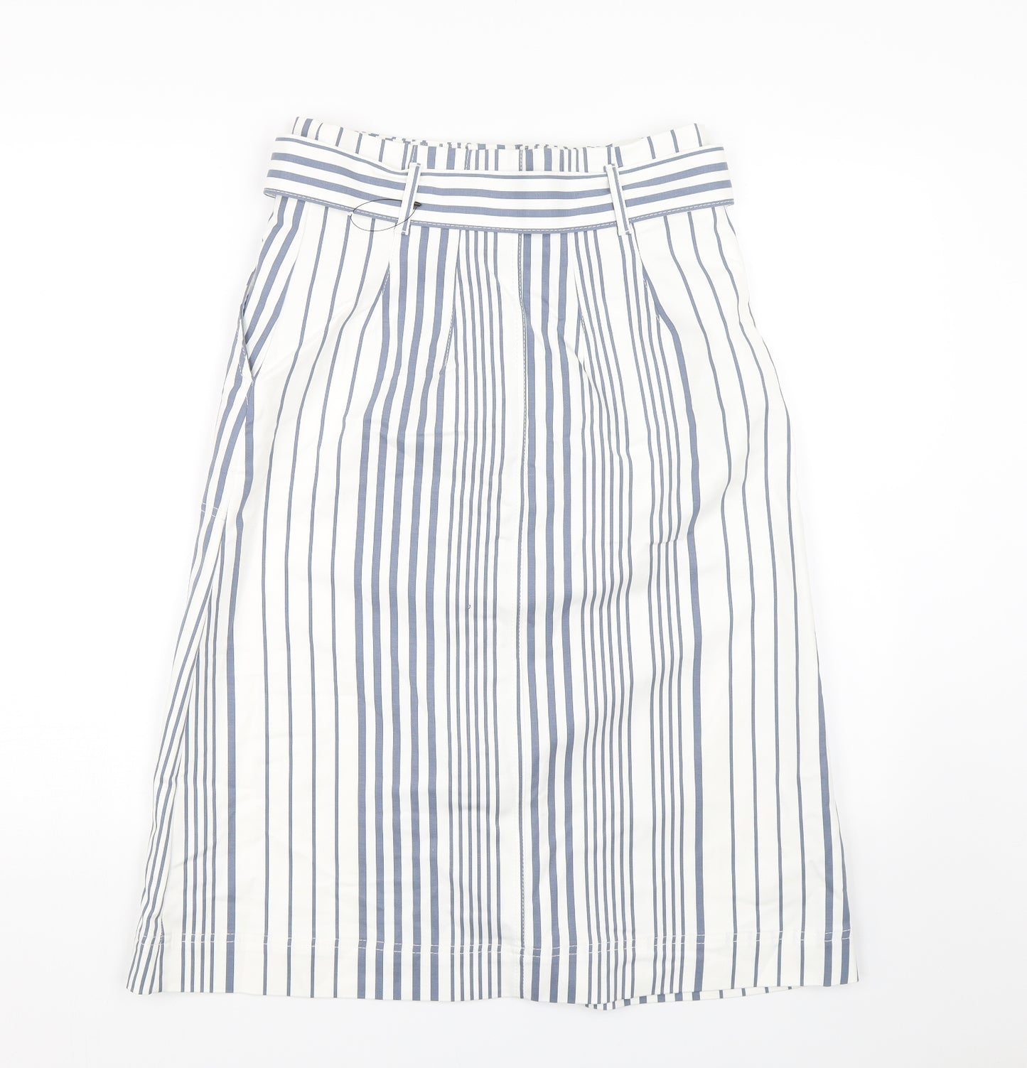 m&s Womens Blue Striped  A-Line Skirt Size 10