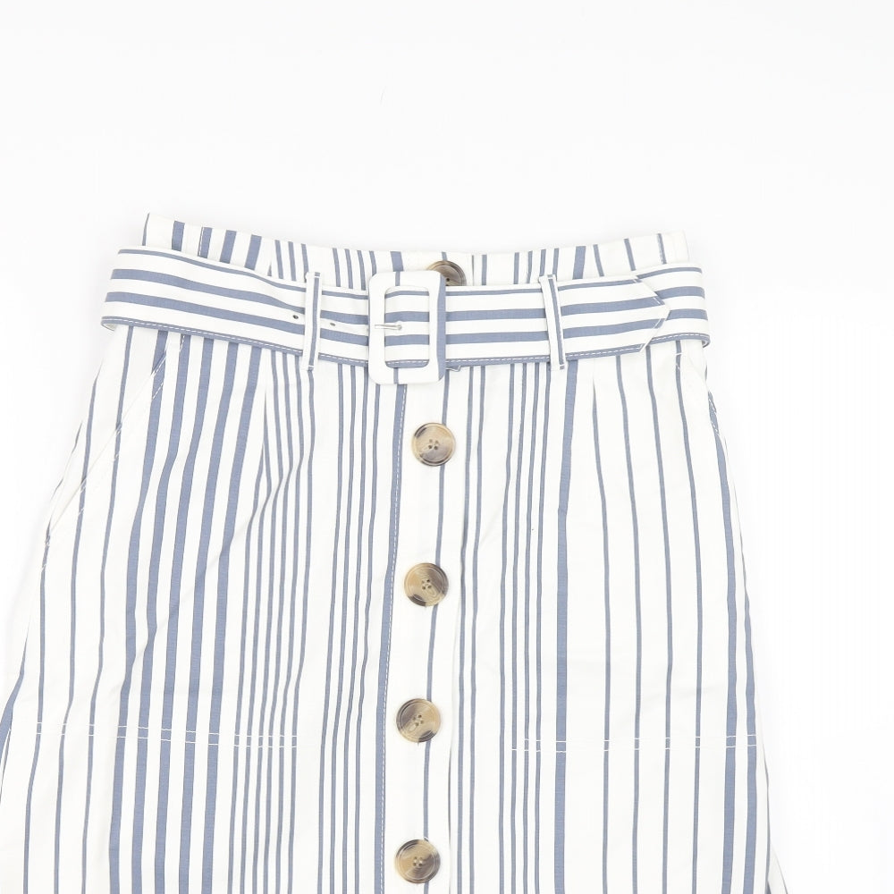 m&s Womens Blue Striped  A-Line Skirt Size 10