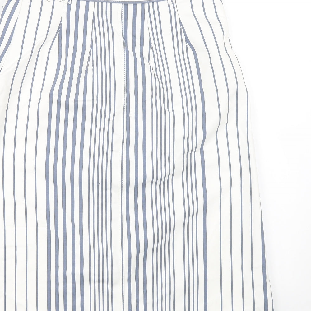 m&s Womens Blue Striped  A-Line Skirt Size 10