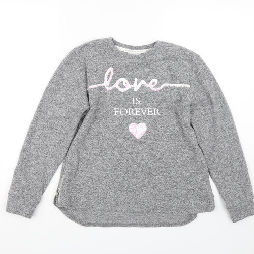 Matalan Girls Grey   Pullover Jumper Size 12 Years  - Love
