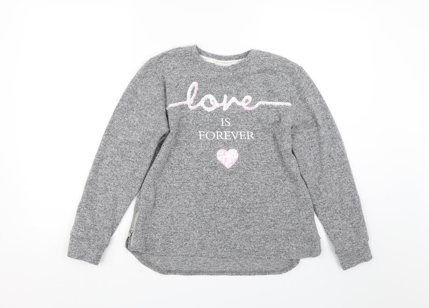 Matalan Girls Grey   Pullover Jumper Size 12 Years  - Love