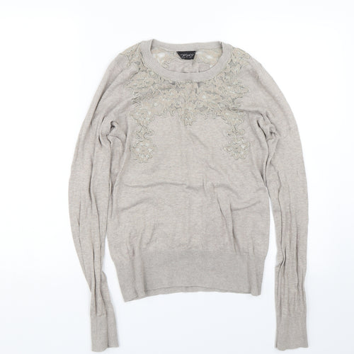 Topshop Womens Brown Floral  Pullover Jumper Size 8