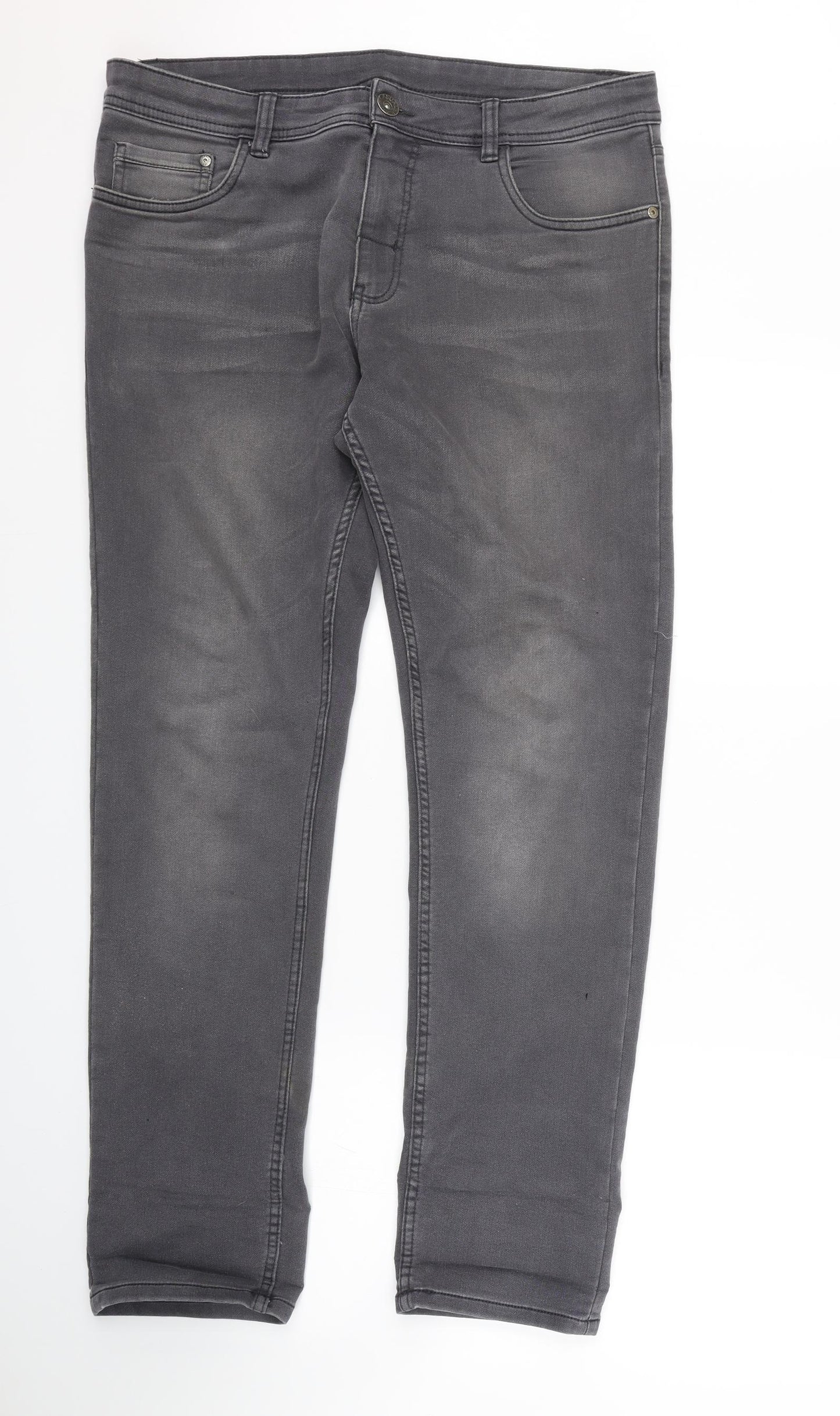 Avenue Mens Grey  Denim Straight Jeans Size 34 L29 in