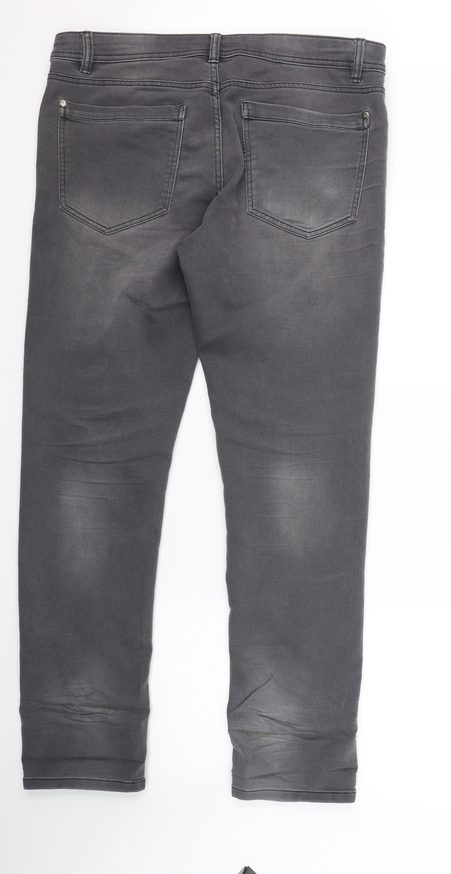 Avenue Mens Grey  Denim Straight Jeans Size 34 L29 in