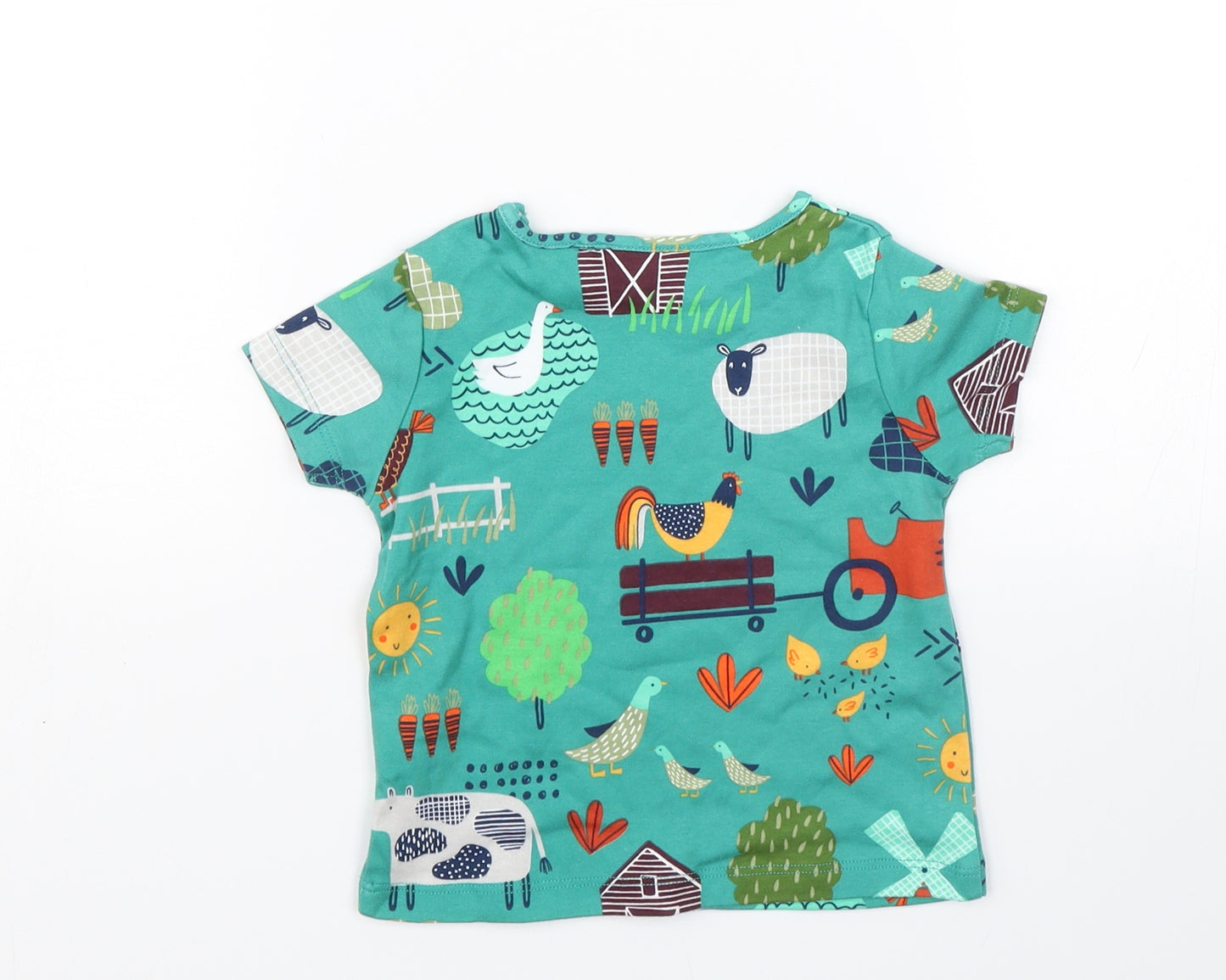NEXT Baby Green   Basic T-Shirt Size 9-12 Months  - Farm Animals