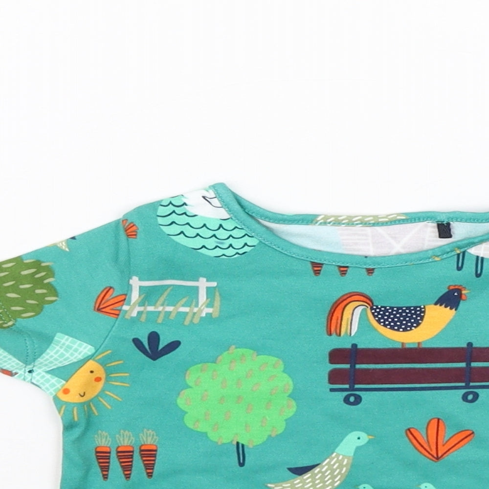 NEXT Baby Green   Basic T-Shirt Size 9-12 Months  - Farm Animals