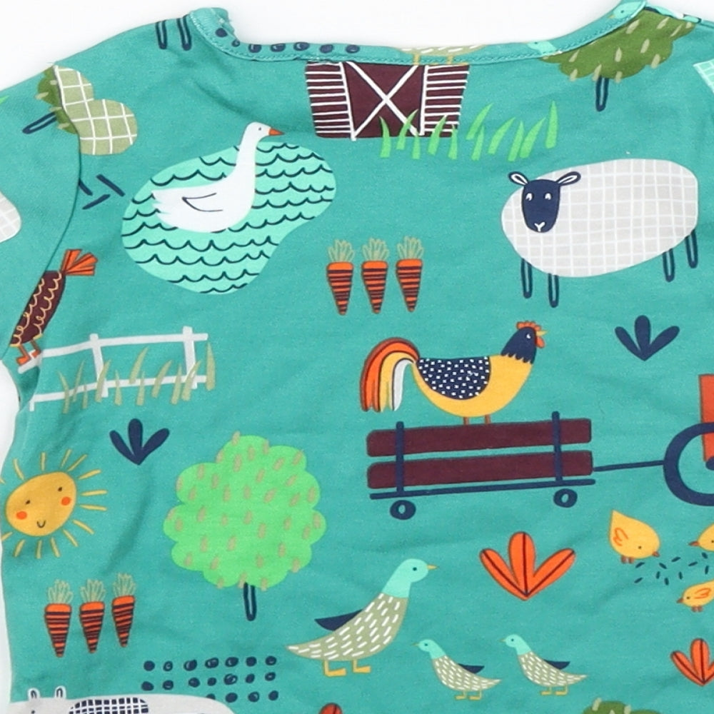 NEXT Baby Green   Basic T-Shirt Size 9-12 Months  - Farm Animals