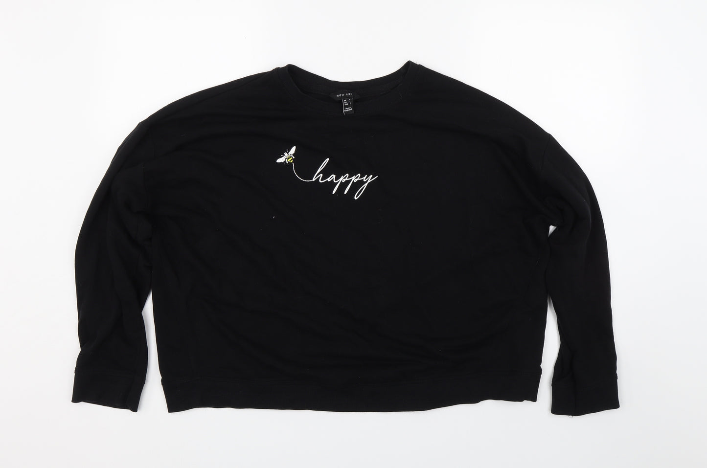 New Look Womens Black   Pullover Sweatshirt Size L  - Bee happy