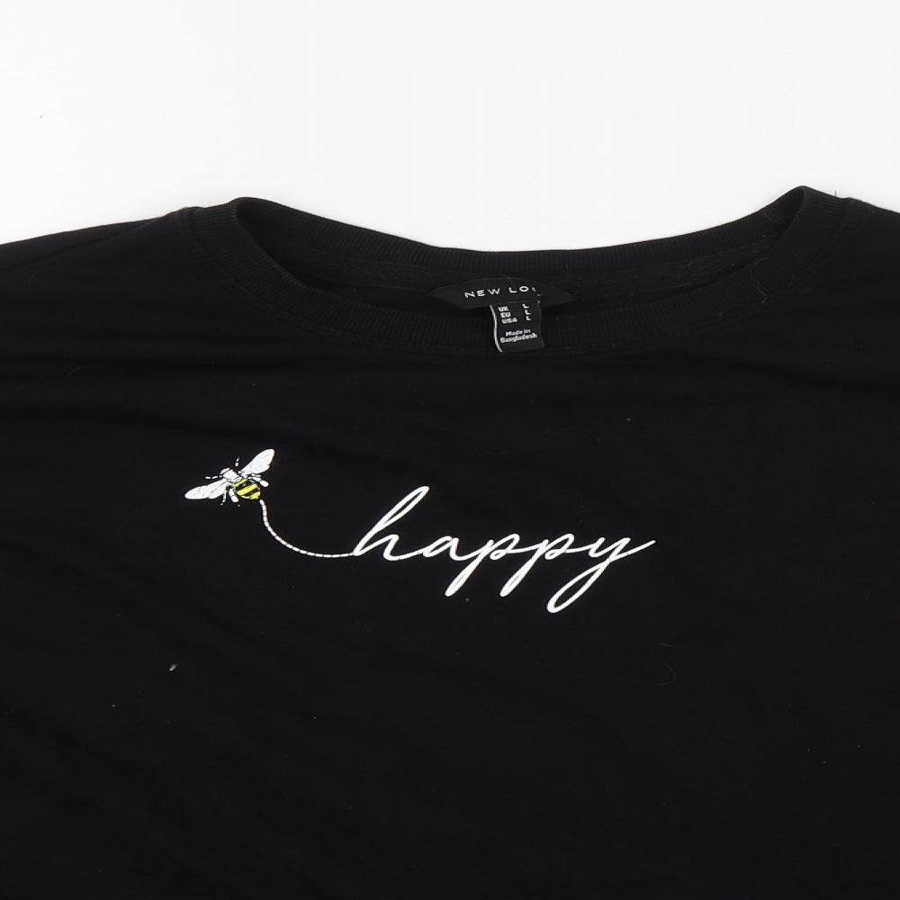 New Look Womens Black   Pullover Sweatshirt Size L  - Bee happy