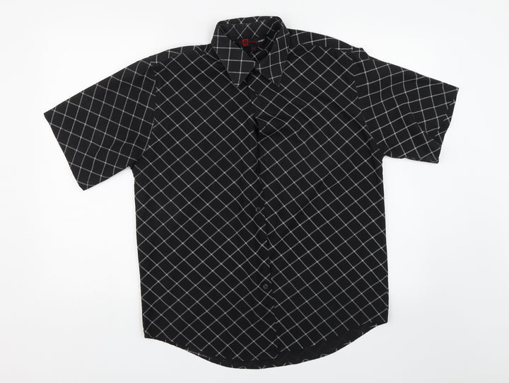 Cutting Edge Mens Black Check   Button-Up Size M