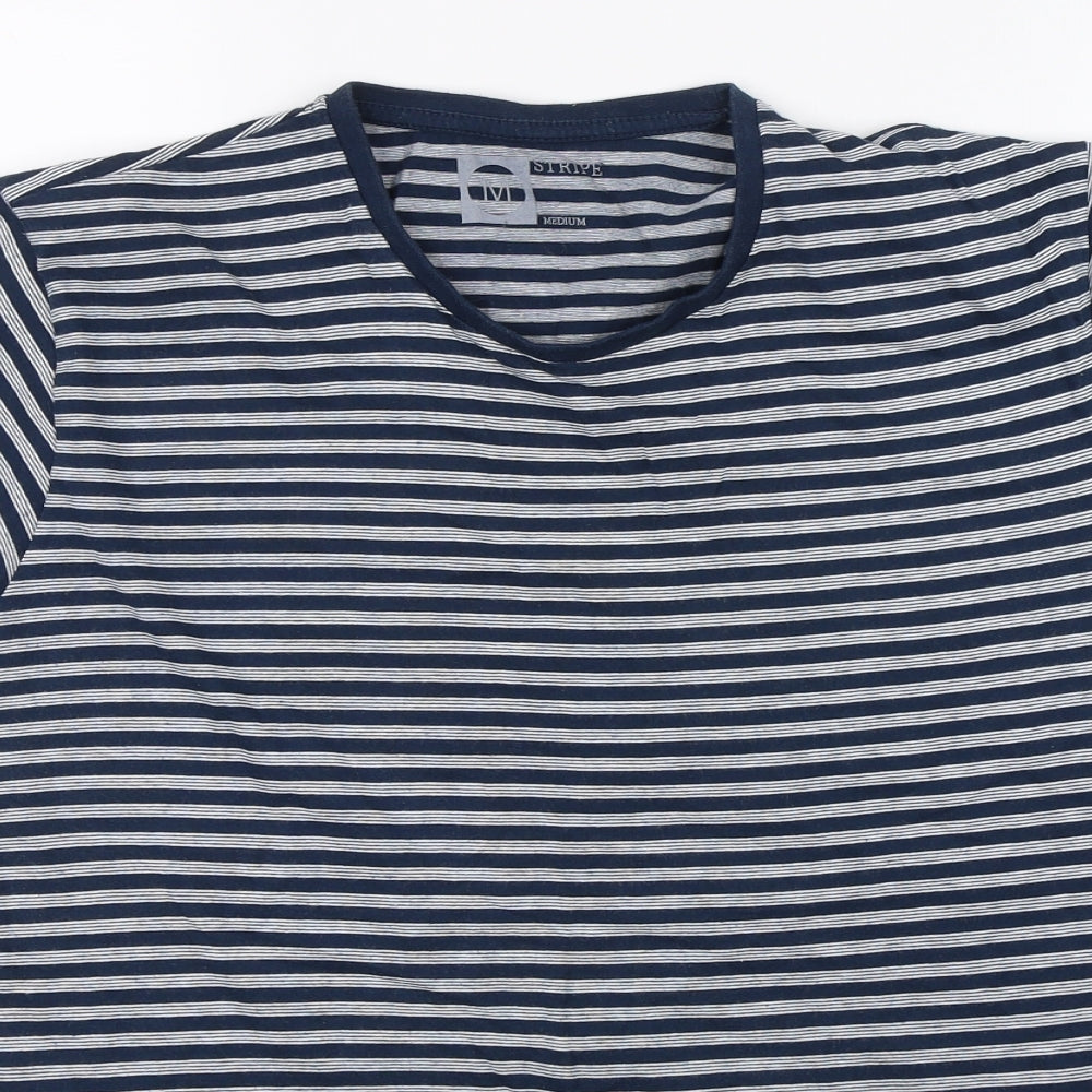 Primark Mens Blue Striped   T-Shirt Size M
