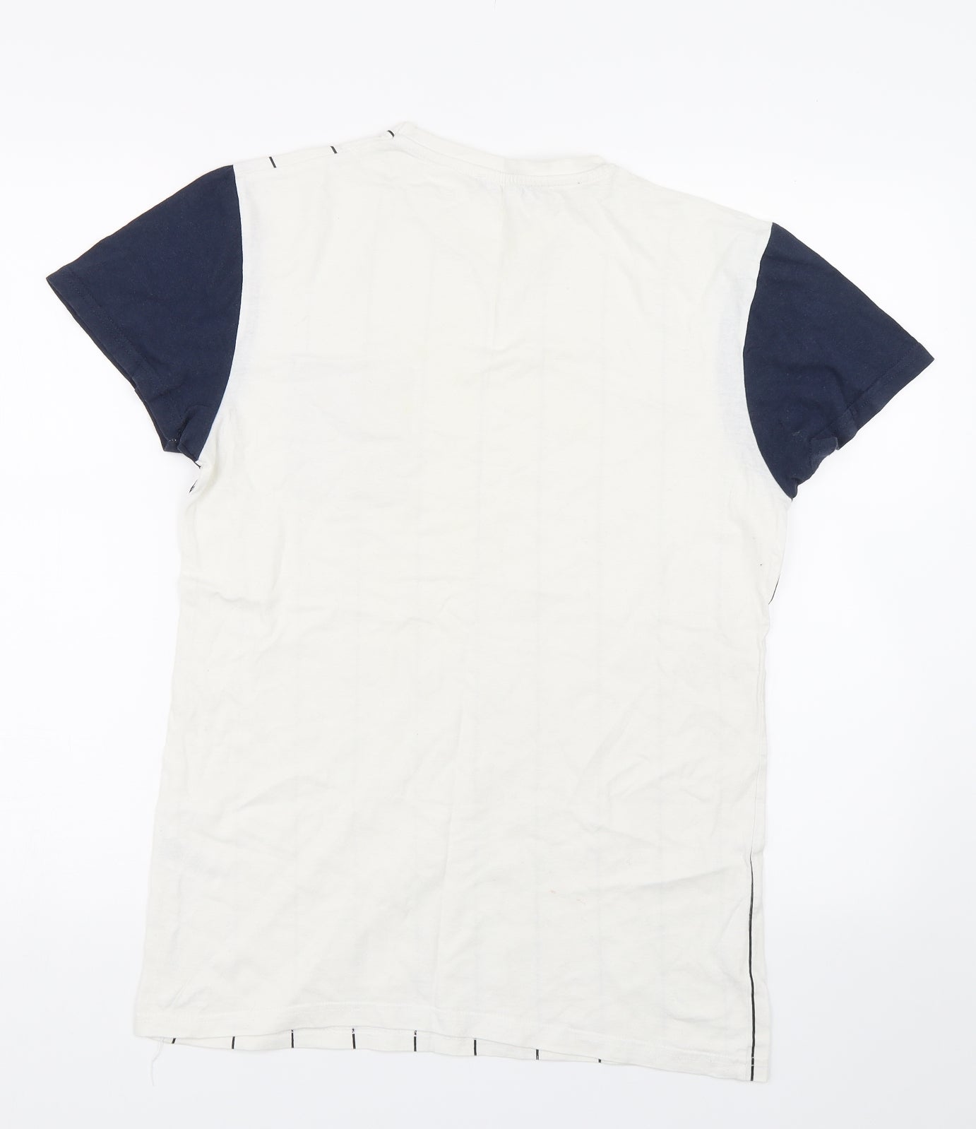 Primark Mens White Striped   T-Shirt Size M