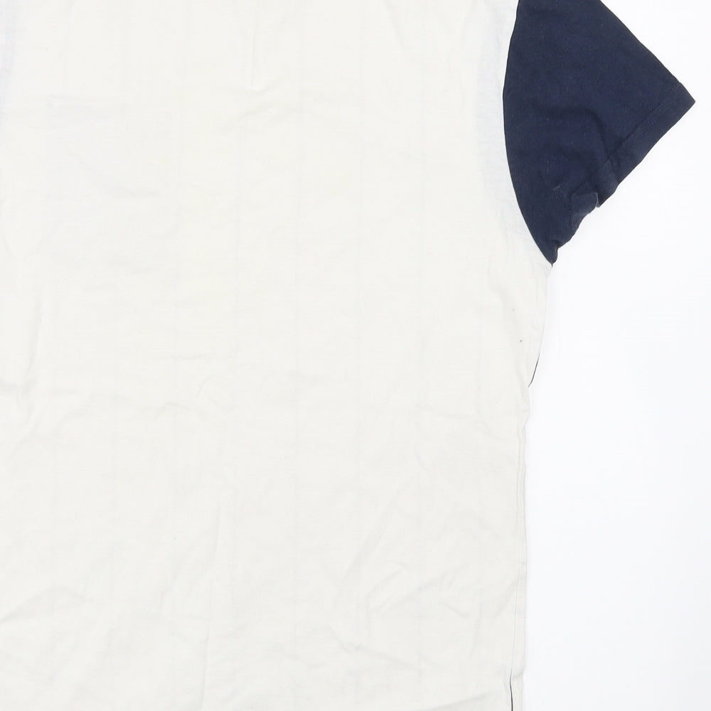 Primark Mens White Striped   T-Shirt Size M