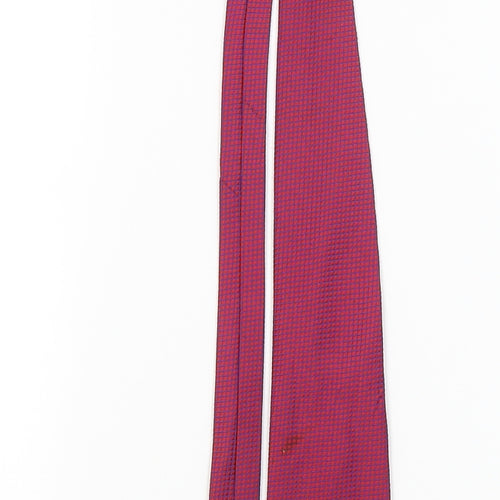 Jaques Estier Mens Red Plaids & Checks  Pointed Tie One Size