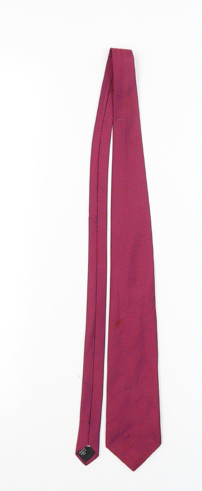 Jaques Estier Mens Red Plaids & Checks  Pointed Tie One Size