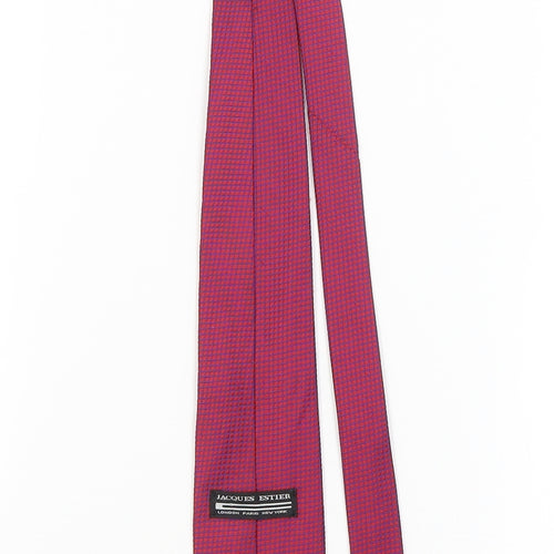 Jaques Estier Mens Red Plaids & Checks  Pointed Tie One Size