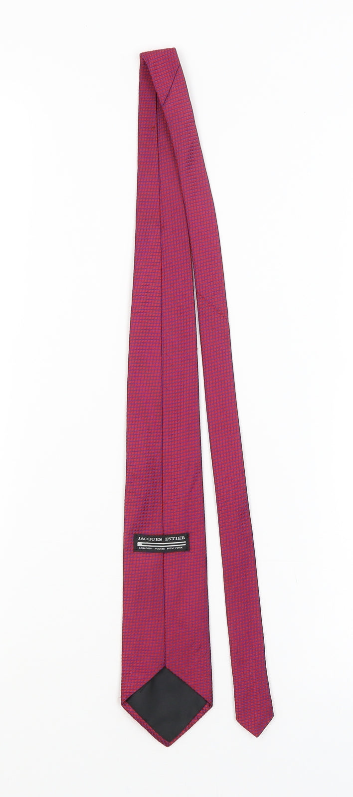 Jaques Estier Mens Red Plaids & Checks  Pointed Tie One Size