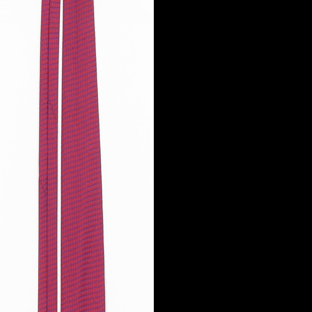 Jaques Estier Mens Red Plaids & Checks  Pointed Tie One Size