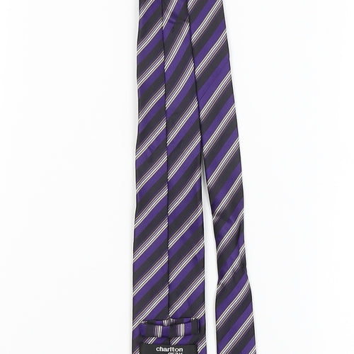 Charlton Gray Mens Purple Striped  Pointed Tie One Size
