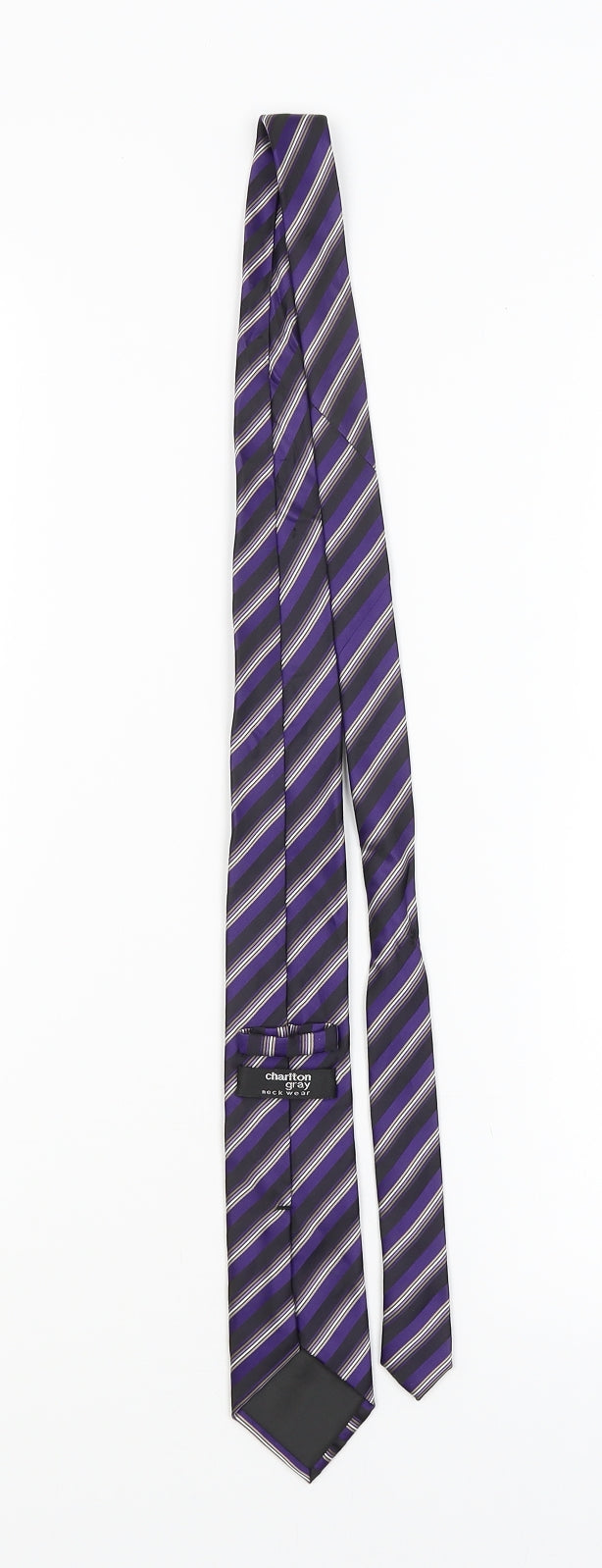 Charlton Gray Mens Purple Striped  Pointed Tie One Size