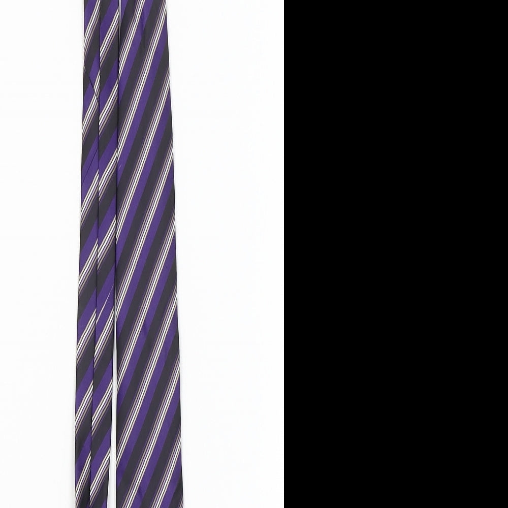 Charlton Gray Mens Purple Striped  Pointed Tie One Size