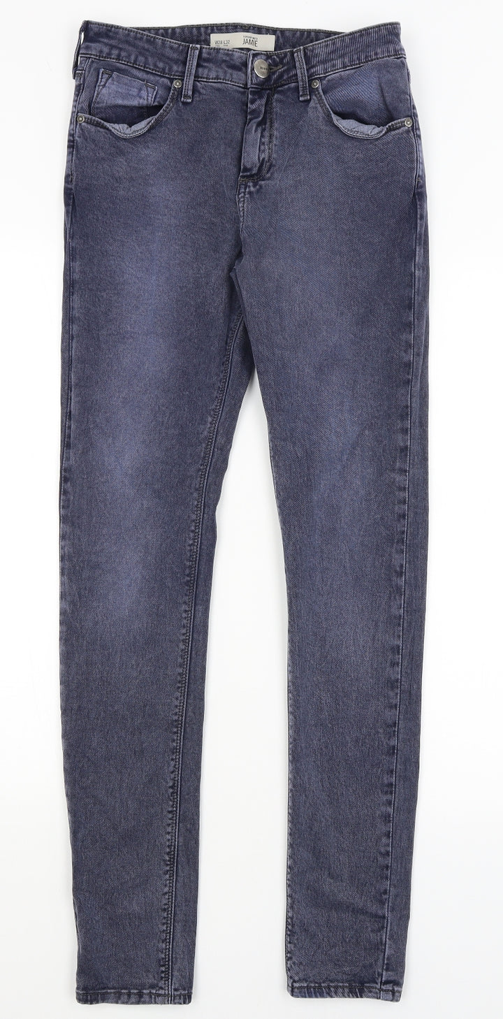 Topshop Womens Blue Skinny Jeans Size 28 in L30 in