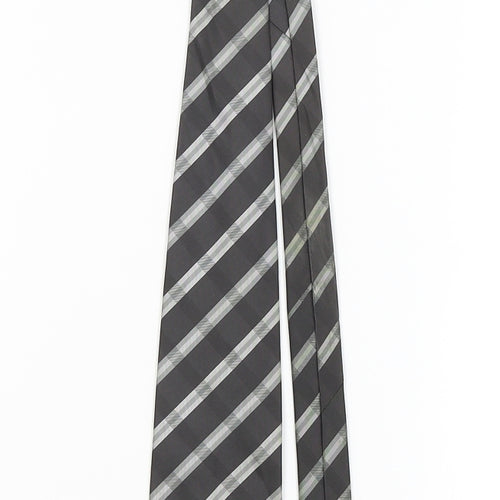 Preworn Mens Black Striped  Pointed Tie One Size
