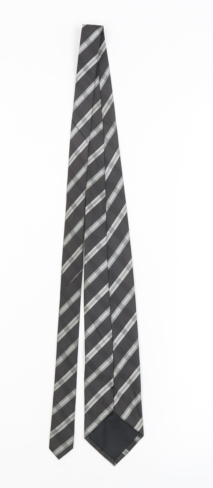 Preworn Mens Black Striped  Pointed Tie One Size