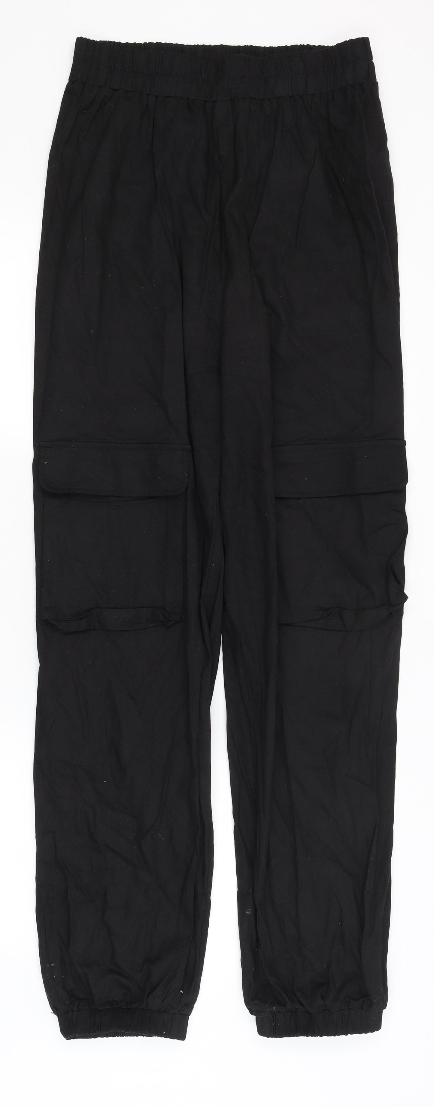 Pretty Little Thing Womens Black   Cargo Trousers Size 12 L30 in