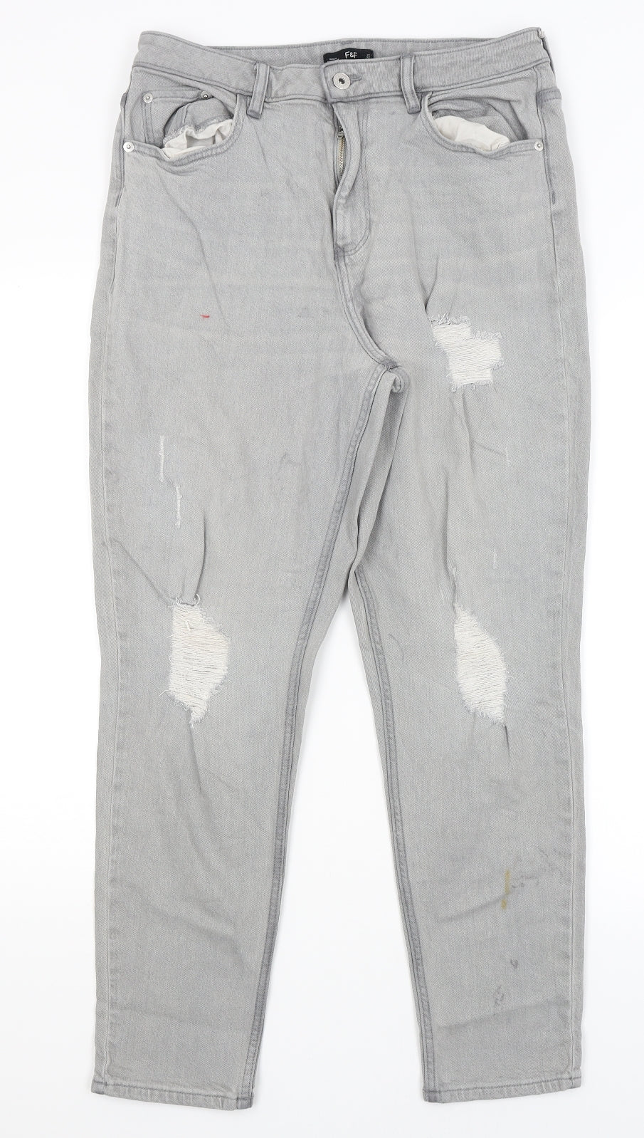 F&F Womens Grey   Straight Jeans Size 12 L28 in