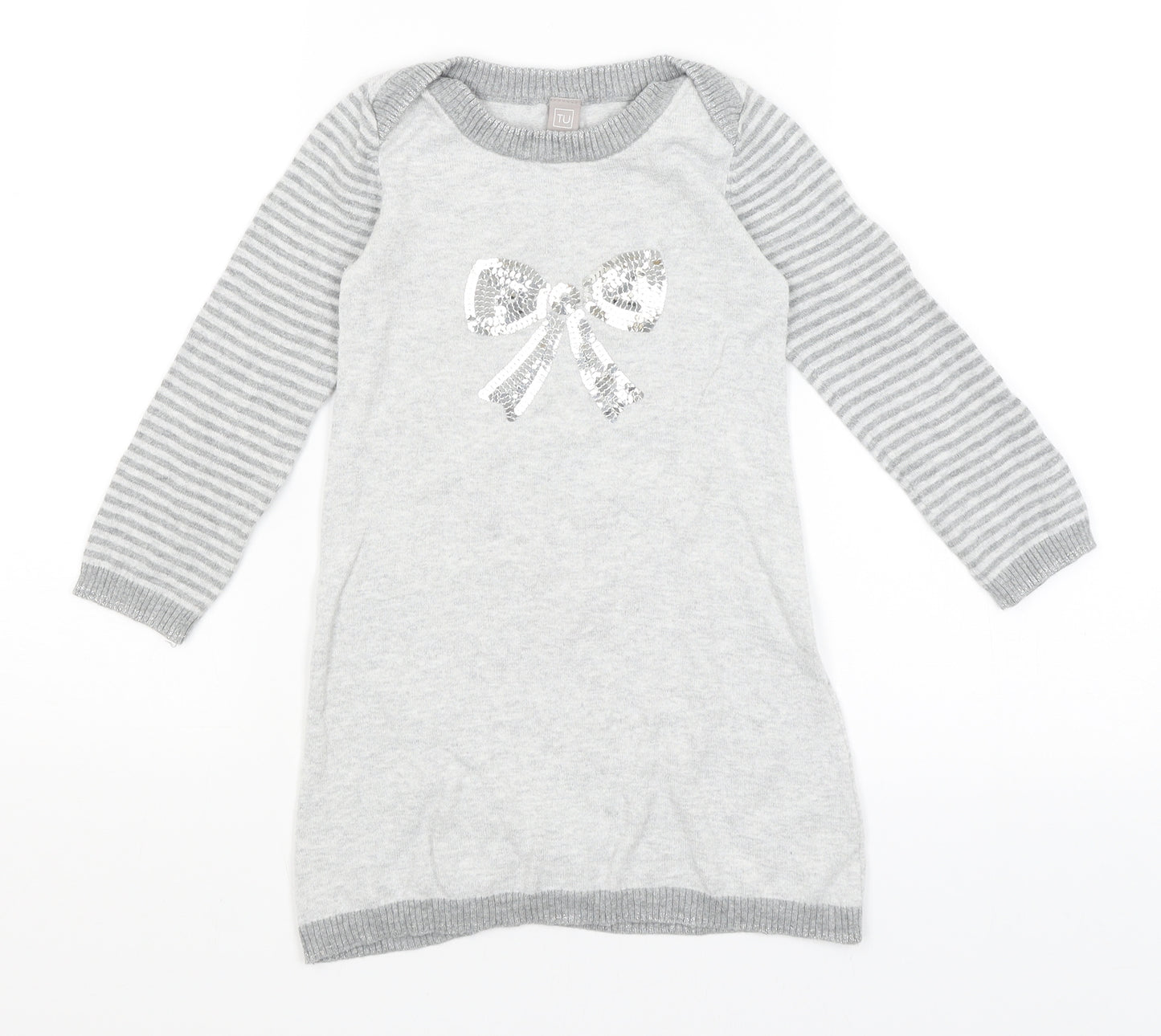 TU Girls Grey   T-Shirt Dress  Size 3-4 Years