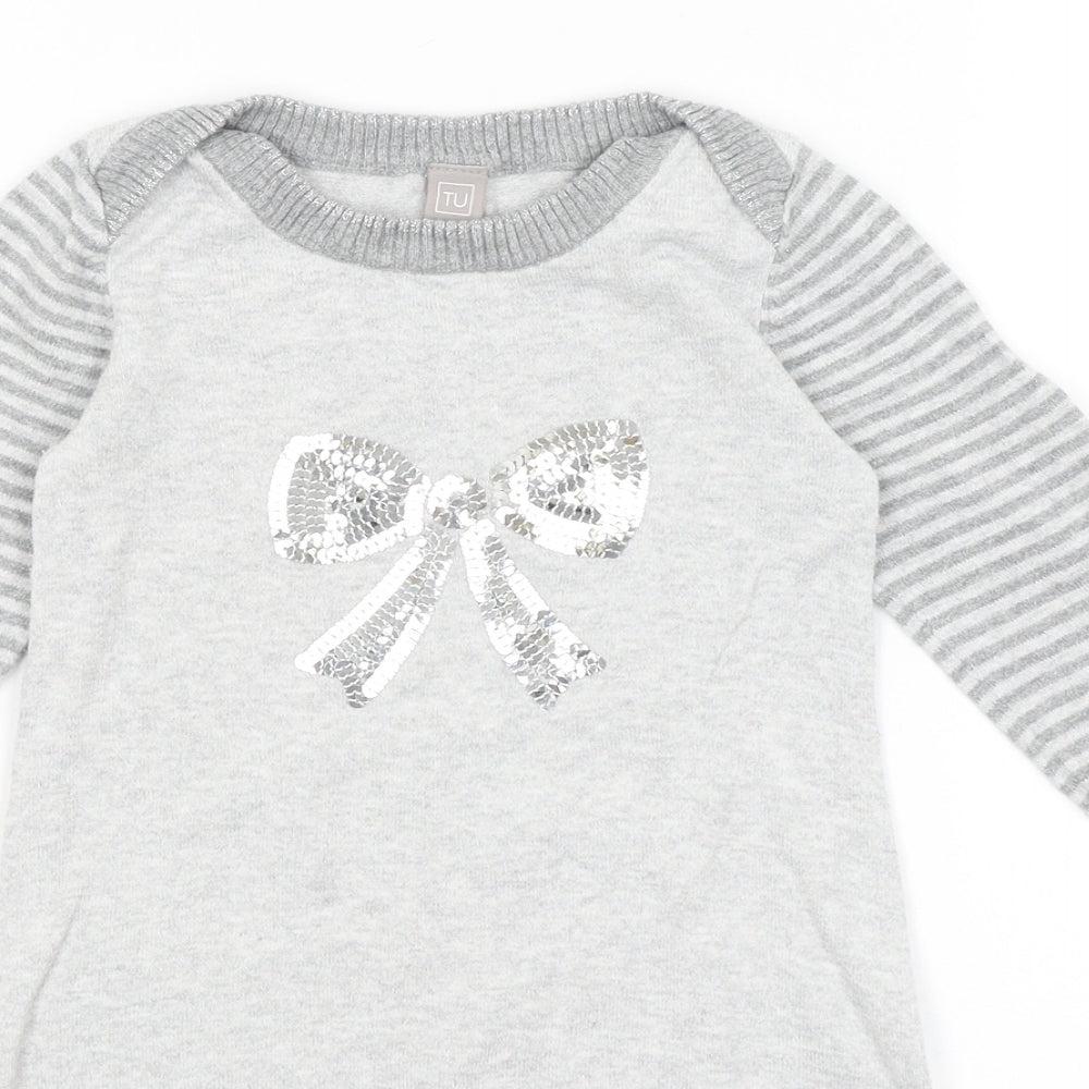 TU Girls Grey   T-Shirt Dress  Size 3-4 Years