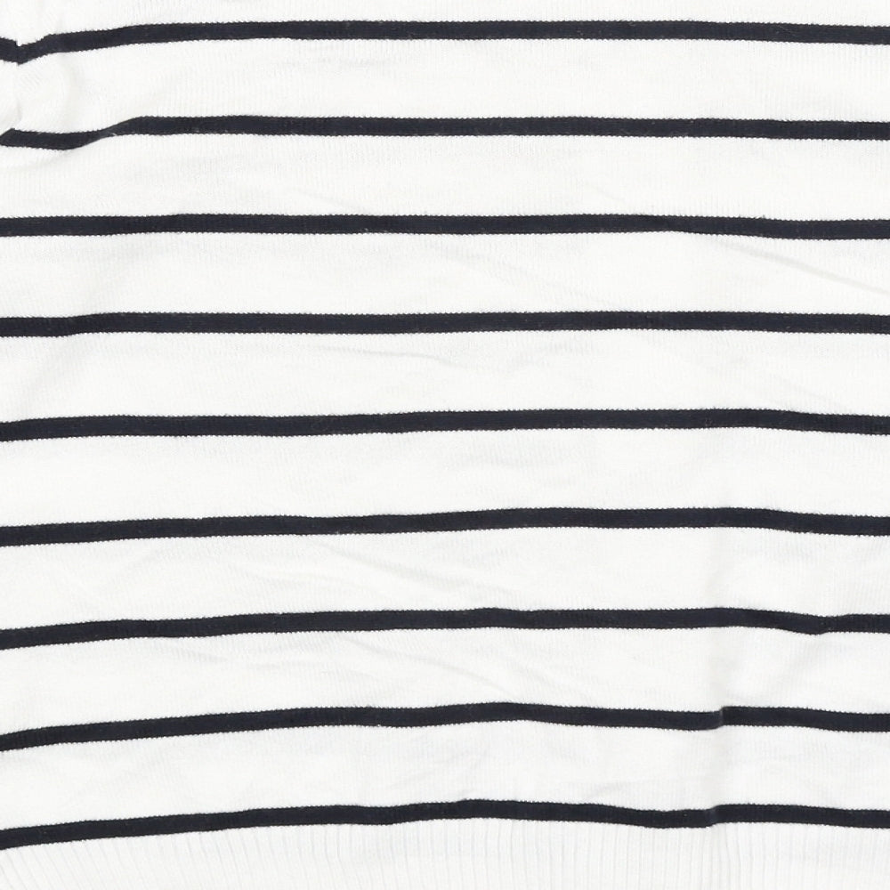 George Womens White Striped  Cardigan Jumper Size 8