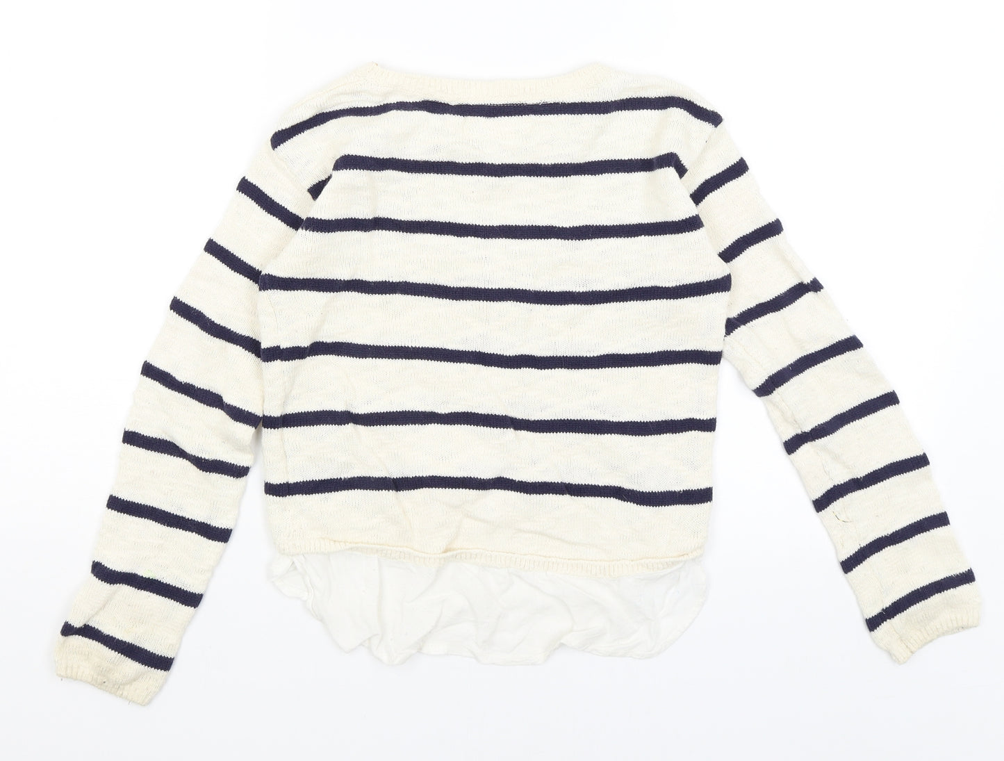 H&M Girls Ivory Striped  Pullover Jumper Size 9-10 Years