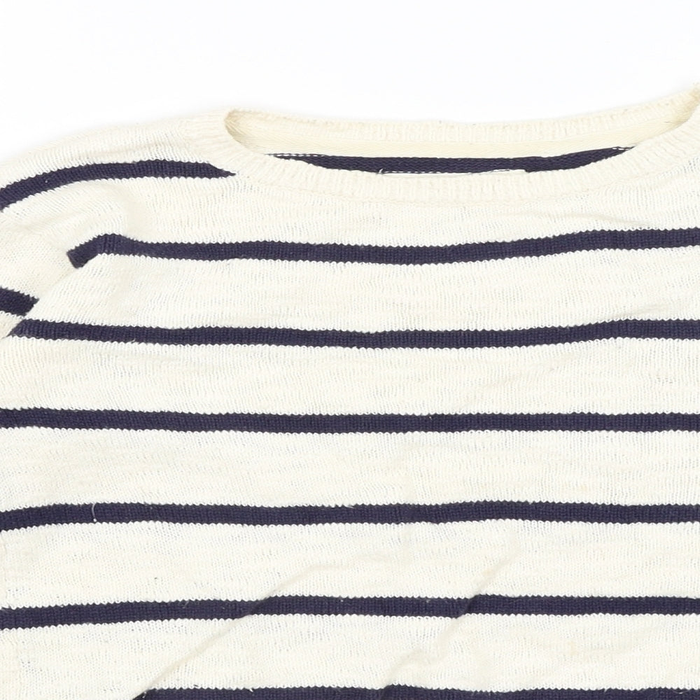 H&M Girls Ivory Striped  Pullover Jumper Size 9-10 Years
