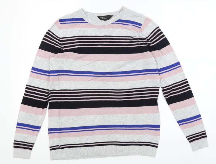 Dorothy Perkins Womens Grey Striped Pullover Jumper Size 14