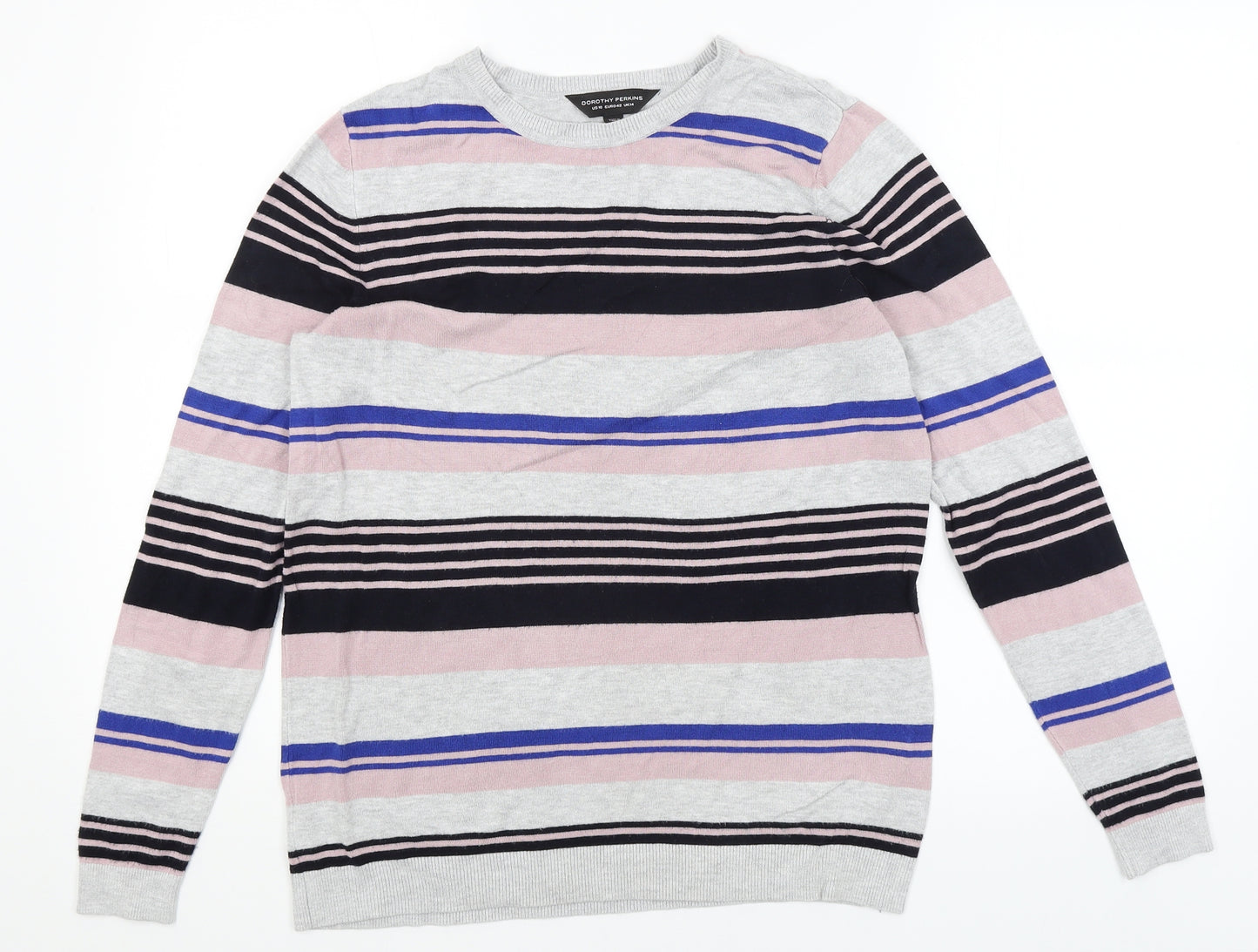 Dorothy Perkins Womens Grey Striped  Pullover Jumper Size 14