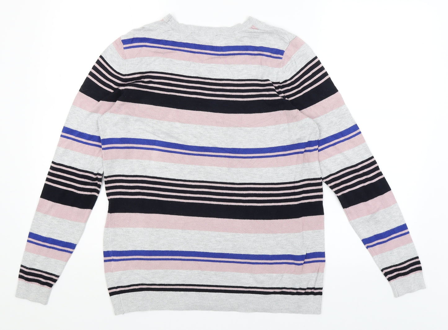 Dorothy Perkins Womens Grey Striped  Pullover Jumper Size 14