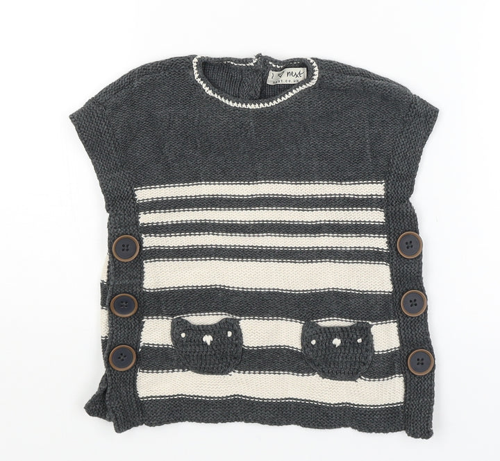 NEXT Baby Grey Striped Pullover Jumper Size 9-12 Months