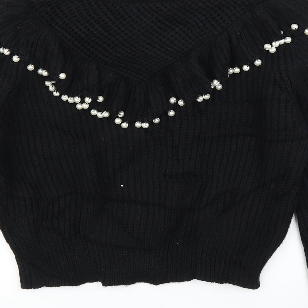 Zara Womens Black   Pullover Jumper Size M  - Pearls