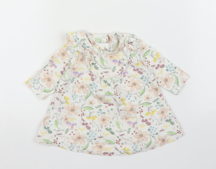 Mini Club Girls Beige Floral Basic Blouse Size 0-3 Months