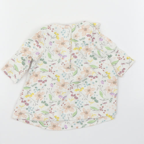 Mini Club Girls Beige Floral  Basic Blouse Size 0-3 Months