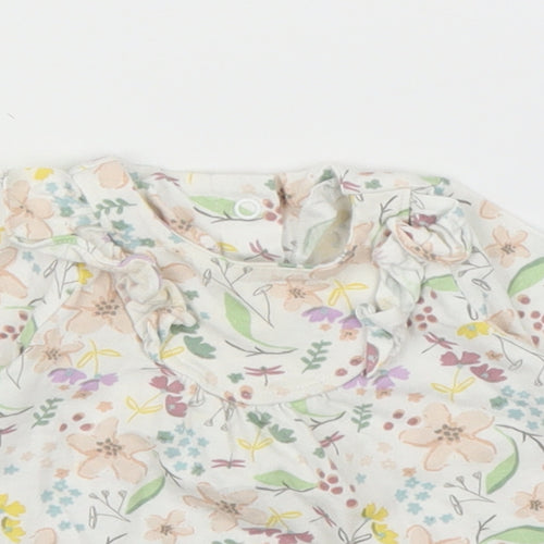 Mini Club Girls Beige Floral  Basic Blouse Size 0-3 Months