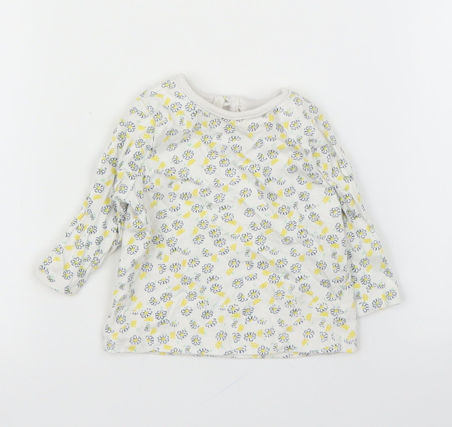 M&Co Girls White Floral  Basic Blouse Size 0-3 Months