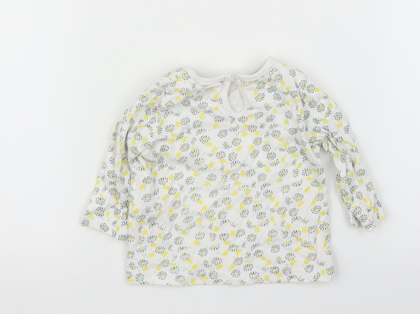 M&Co Girls White Floral  Basic Blouse Size 0-3 Months