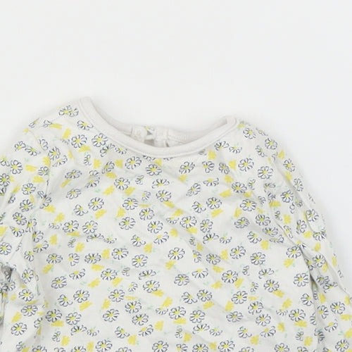 M&Co Girls White Floral  Basic Blouse Size 0-3 Months