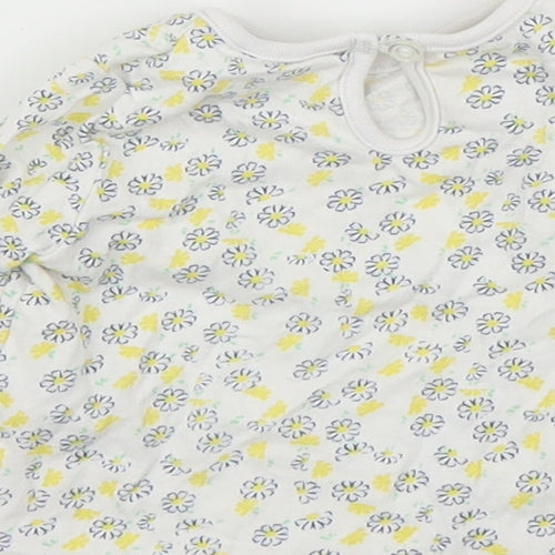 M&Co Girls White Floral  Basic Blouse Size 0-3 Months