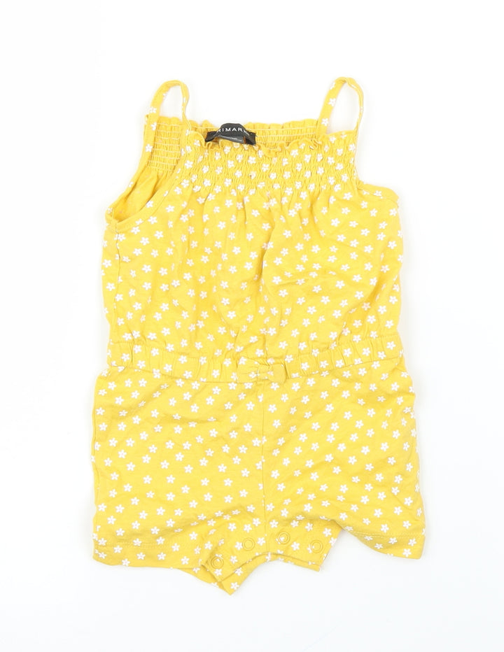 Primark Girls Yellow Floral Romper One-Piece Size 6-9 Months