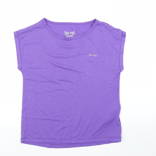 USA Pro Girls Purple   Basic T-Shirt Size 9-10 Years