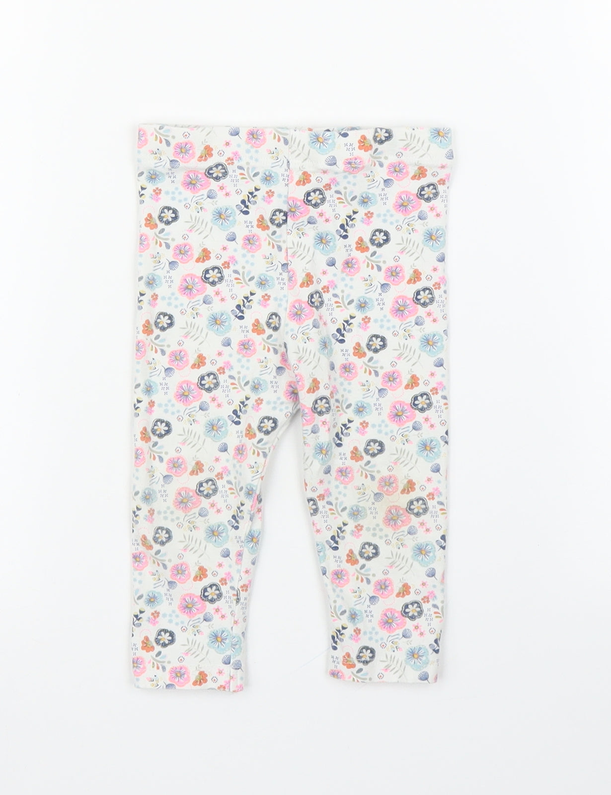 TU Girls Beige Floral  Capri Leggings Size 6-9 Months